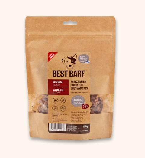 Best Barf liofilizowane serca kacze 100g